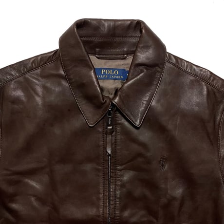 POLO RALPHLAUREN　"DARK BROWN" LAMB LEATHER JACKET