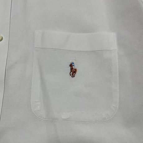 POLO RALPHLAUREN　"CLASSIC FIT WHITE BOTTON DOWN SHIRT" S/S SHIRT
