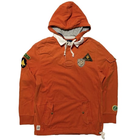 POLO RALPHLAUREN　"PATCH" HOODIE CUSTOM RUGBY SHIRT