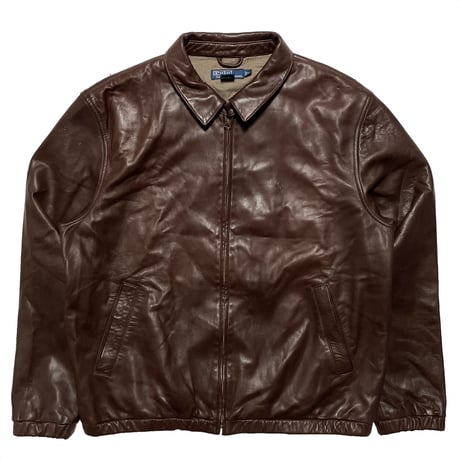 POLO RALPHLAUREN　"BROWN" LEATHER JACKET (XL)