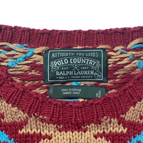 POLO COUNTRY RALPHLAUREN　"INDIAN" HAND KNIT SWEATER