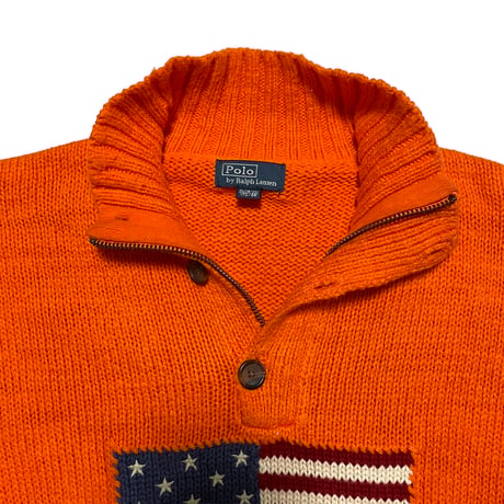 POLO RALPHLAUREN　"HALF ZIP SWEATER" ORANGE