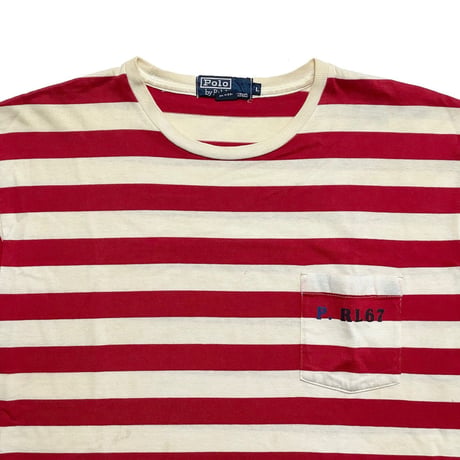 POLO RALPHLAUREN　"MADE IN USA" BORDER S/S POCKET TEE (90s)