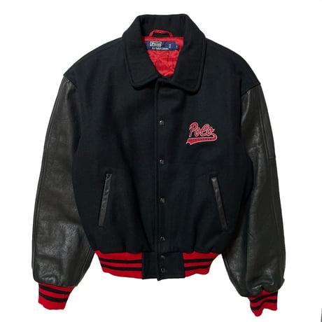 POLO RALPHLAUREN　"LEATHER SLEEVE" STADIUM JACKET