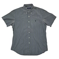POLO RALPHLAUREN　"BOTTON DOWN SHIRT" S/S GREEN x NAVY SHIRT