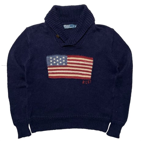 POLO RALPHLAUREN　"USA FLAG" SHAWL COLLAR SWEATER