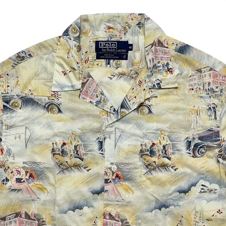 POLO RALPHLAUREN　"TRAVEL PRINTED" OPEN COLLAR SHIRT