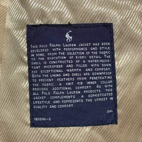 POLO RALPHLAUREN　"CUSTOM FIT" DOWN JACKET