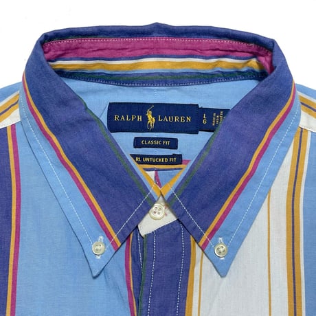 POLO RALPHLAUREN　"STRIPED" S/S BUTTON DOWN SHIRT