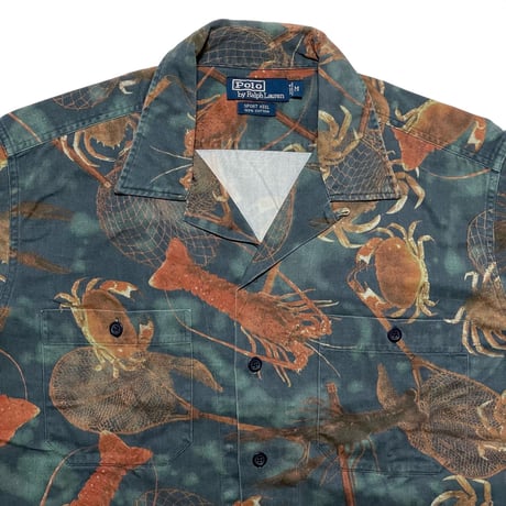 POLO RALPHLAUREN　"SHELLFISH" OPEN COLLAR SHIRT