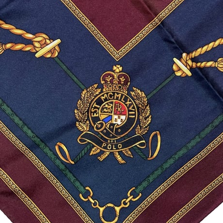 POLO RALPHLAUREN　 "POLO CREST" SILK SCARF