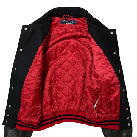 POLO RALPHLAUREN　"LEATHER SLEEVE" STADIUM JACKET