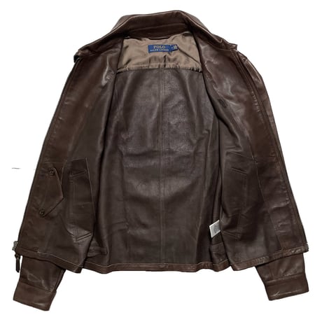 POLO RALPHLAUREN　"DARK BROWN" LAMB LEATHER JACKET