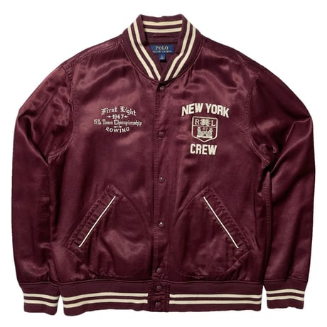 POLO RALPHLAUREN　"NEW YORK" SATIN STADIUM JACKET