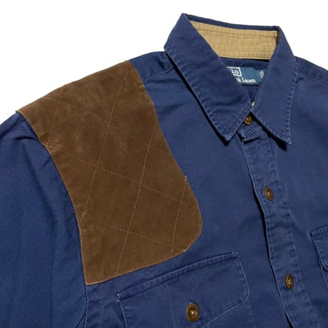 POLO RALPHLAUREN　"SHOULDER LEATHER PATCH" HUNTING SHIRT