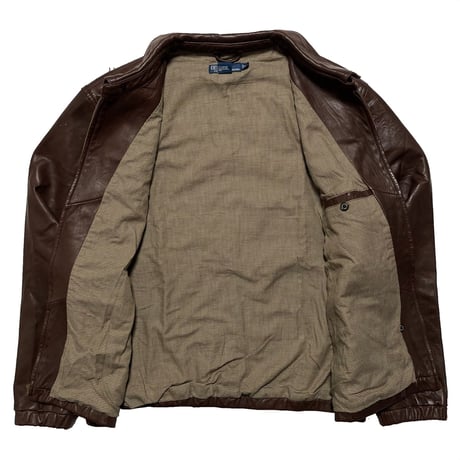 POLO RALPHLAUREN　"BROWN" LEATHER JACKET (XL)