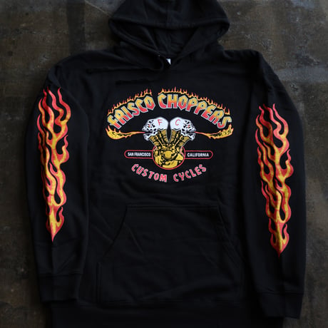 FRISCO CHOPPERS Flaming Skull Yellow＆Red パーカー