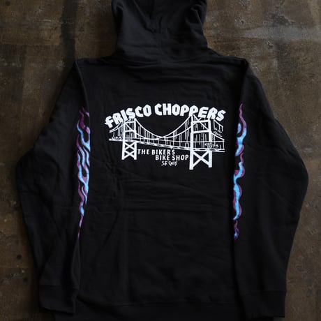 FRISCO CHOPPERS Flaming Skull Blue＆Purple パーカー