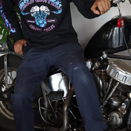 FRISCO CHOPPERS Flaming Skull Blue＆Purple ロンT