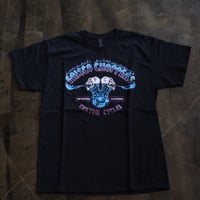 FRISCO CHOPPERS Flaming Skull Blue＆Purple Tシャツ