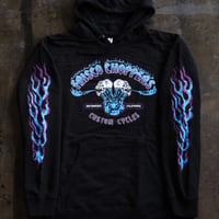 FRISCO CHOPPERS Flaming Skull Blue＆Purple パーカー