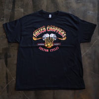 FRISCO CHOPPERS Flaming Skull Yellow＆Red Tシャツ