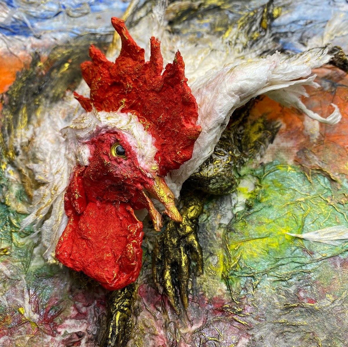 辻　画家　(鹿児島大学) の絵　二羽のニワトリ 辻 画家 (鹿児島大学) の絵 二羽のニワトリ（辻 画家 (鹿児島