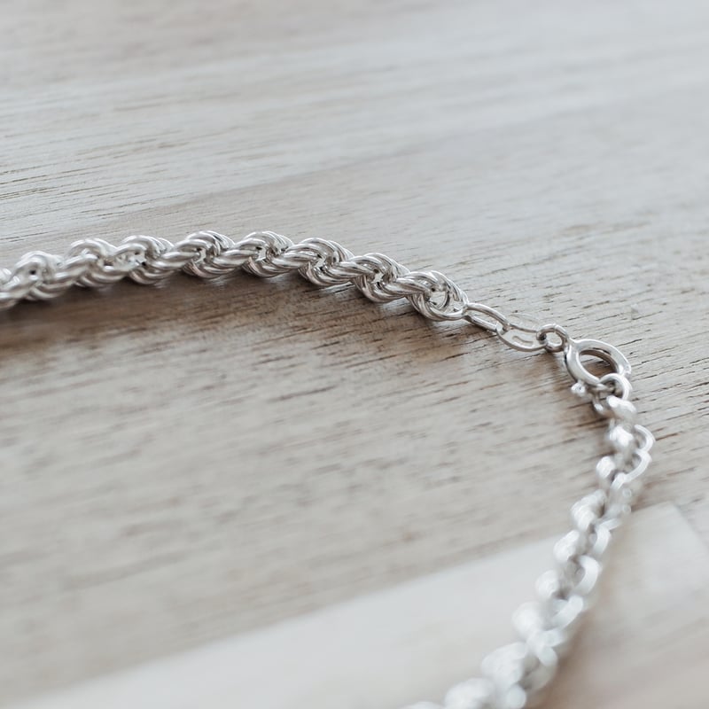 英国 1986年 ヴィンテージ】シルバー ロープチェーンネックレス ホール