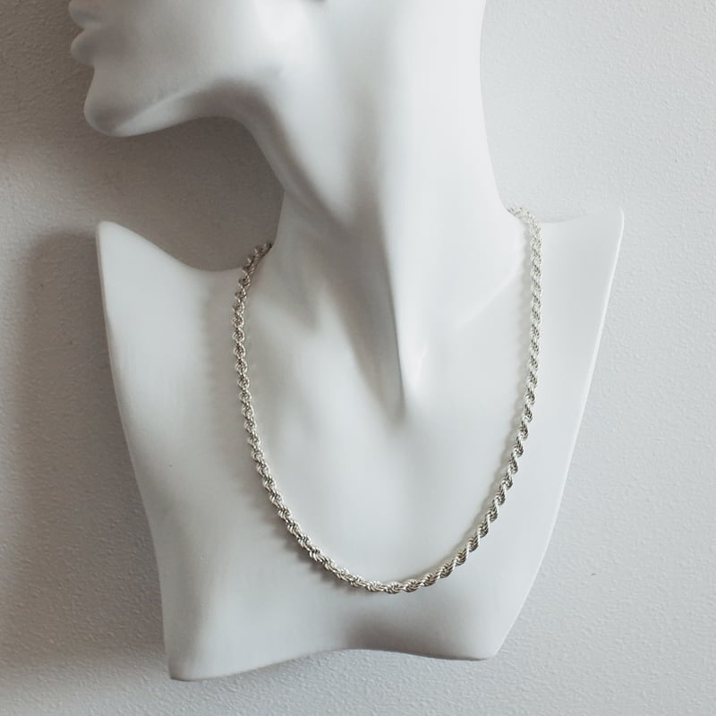 ヴィンテージ シルバー チェーン ネックレス ロープ 刻印 英国 1986年 ヴィンテージ】シルバー ロープチェーンネックレス ホール