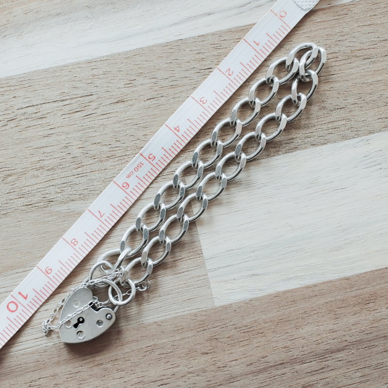 Vintage】パドロックブレスレット チェーン シルバー イギリス製 16.8 Vintage】パドロックブレスレット チェーン シルバー イギリス製