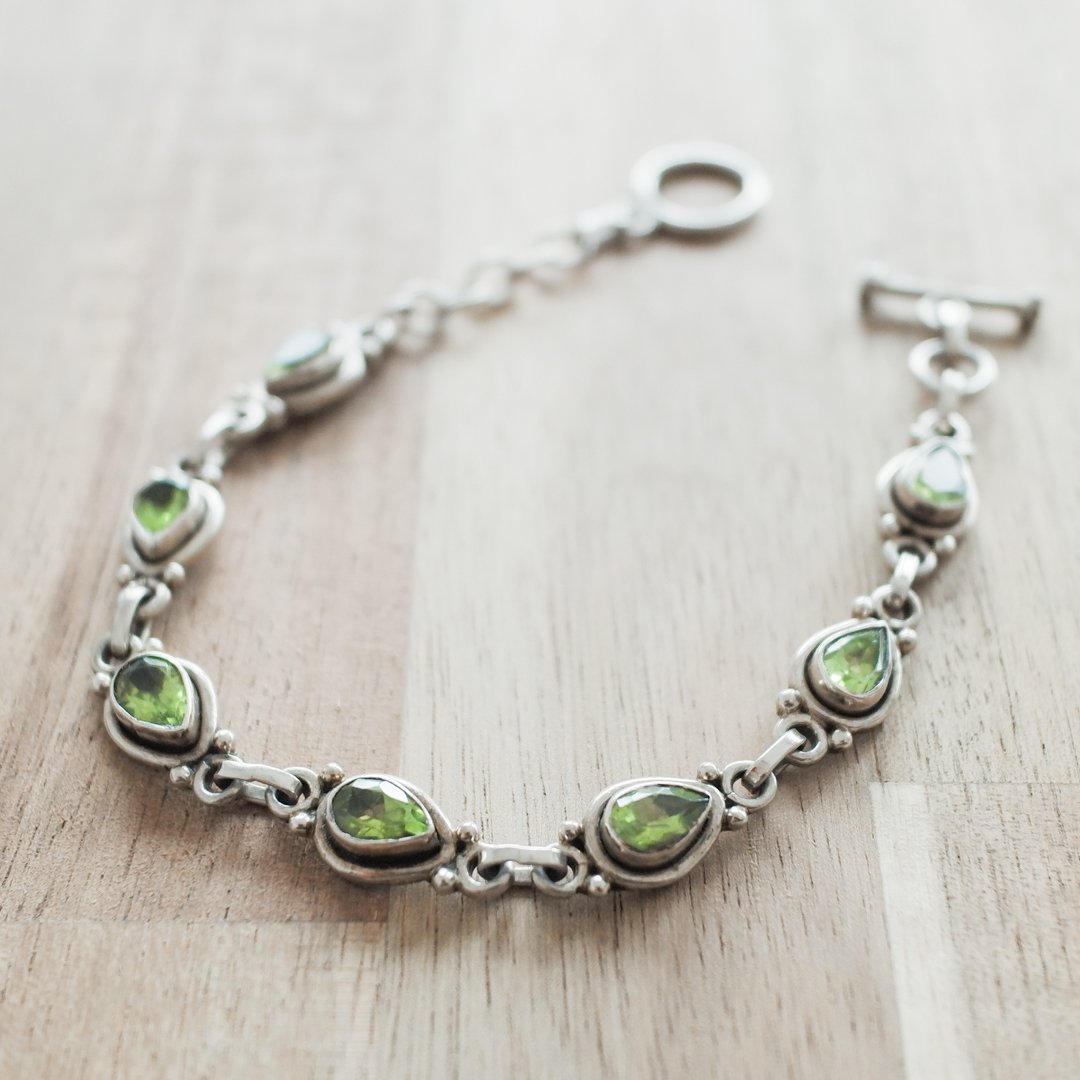 ペリドット　ブレスレッド　アンティーク 1990年代 ヴィンテージ】シルバー ＆ ペリドット ブレスレット s27