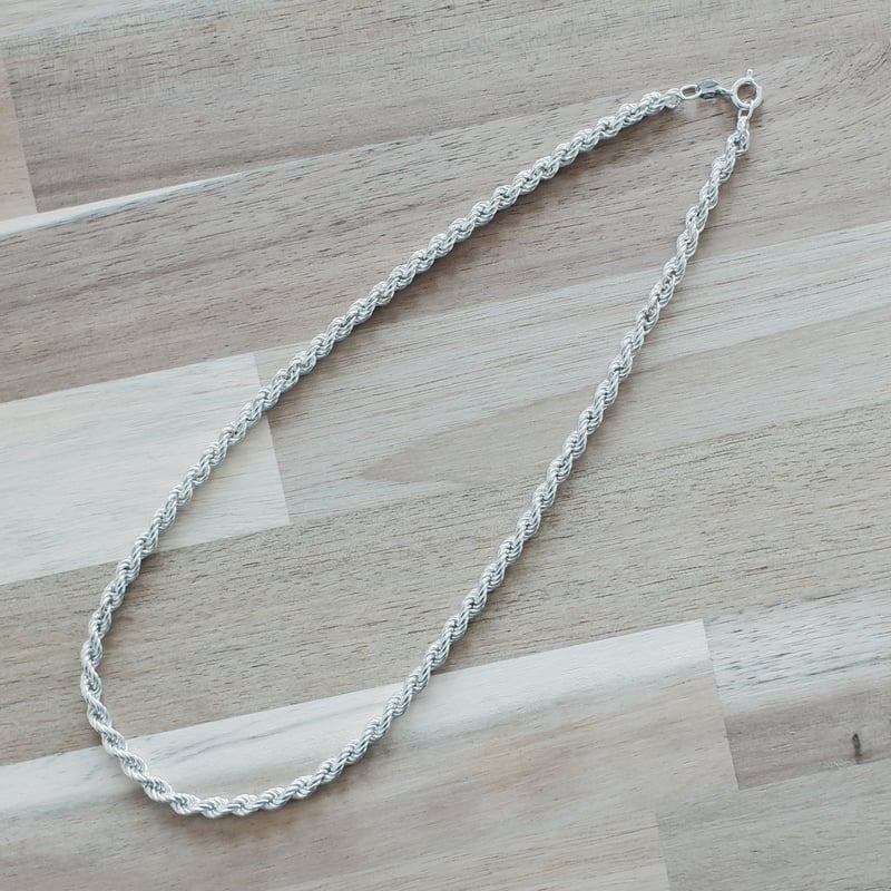 英国 1986年 ヴィンテージ】シルバー ロープチェーンネックレス ホール