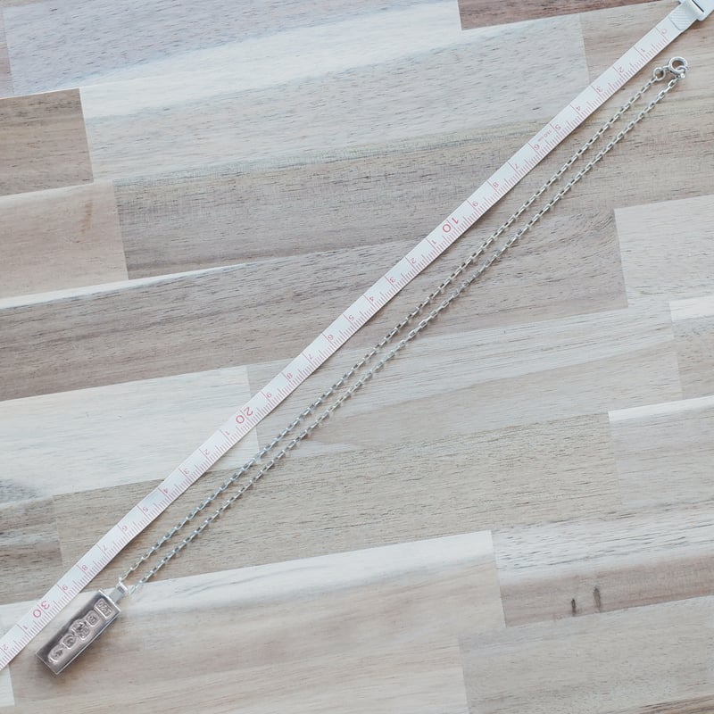 英国製 シルバー925 70s ヴィンテージ インゴッド ペンダント ネックレス 英国製 1977年 ヴィンテージ】シルバー インゴットネックレス