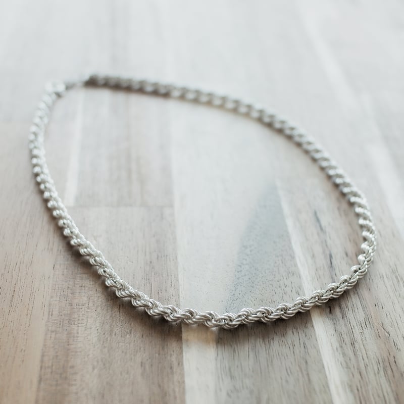 ヴィンテージ シルバー チェーン ネックレス ロープ 刻印 英国 1986年 ヴィンテージ】シルバー ロープチェーンネックレス ホール