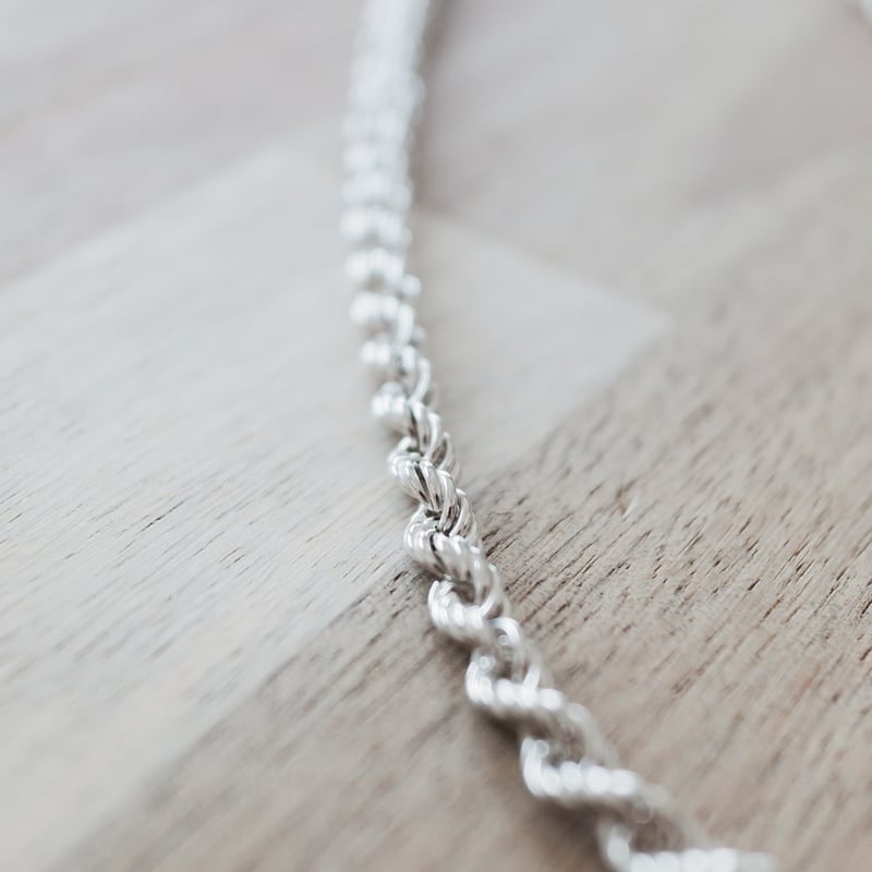 英国 1986年 ヴィンテージ】シルバー ロープチェーンネックレス ホール