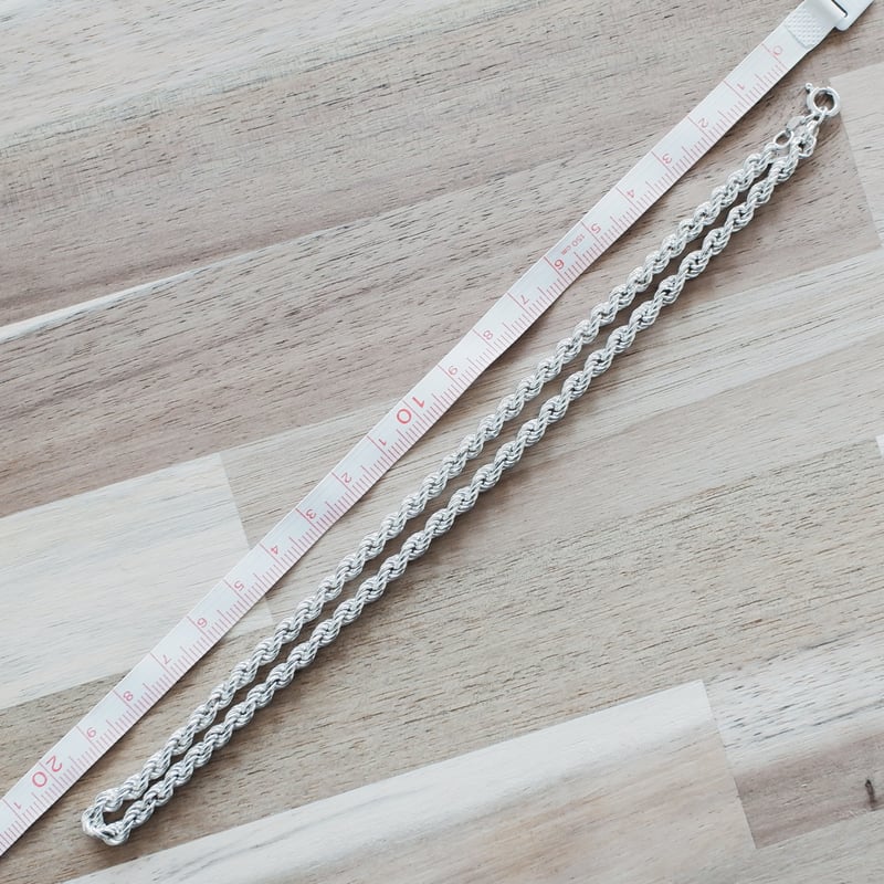 英国 1986年 ヴィンテージ】シルバー ロープチェーンネックレス ホール