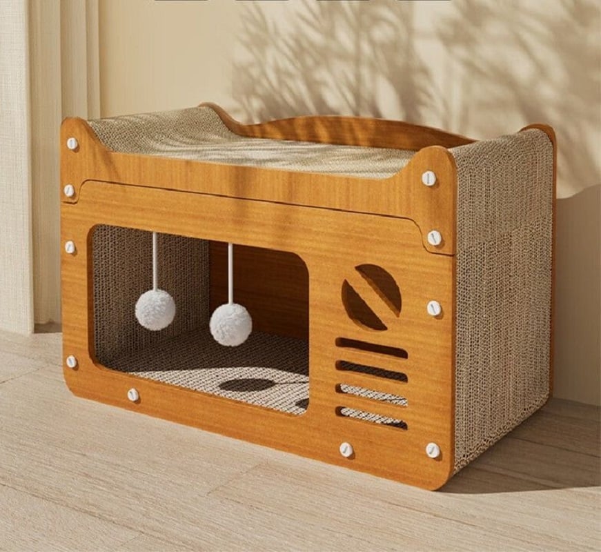 猫ハウス 部屋になじむ木目模様 多機能 爪とぎ 楽天市場】ペットハウス 猫ハウス スクラッチハウス 縦置き 横