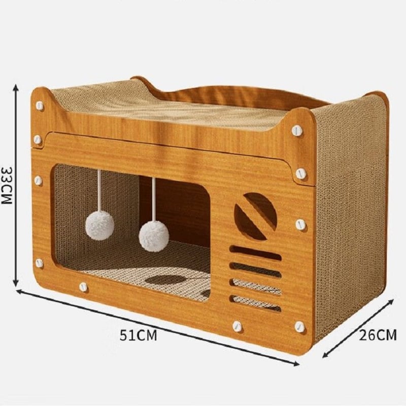 猫ハウス 部屋になじむ木目模様 多機能 爪とぎ 猫ハウス 爪とぎ 多機能 部屋になじむ木目模様