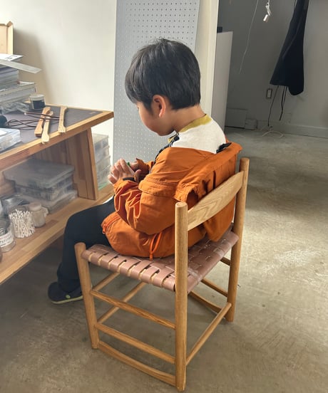 Tiny Rocker - Leather Weaving　革編みのロッキンチェア