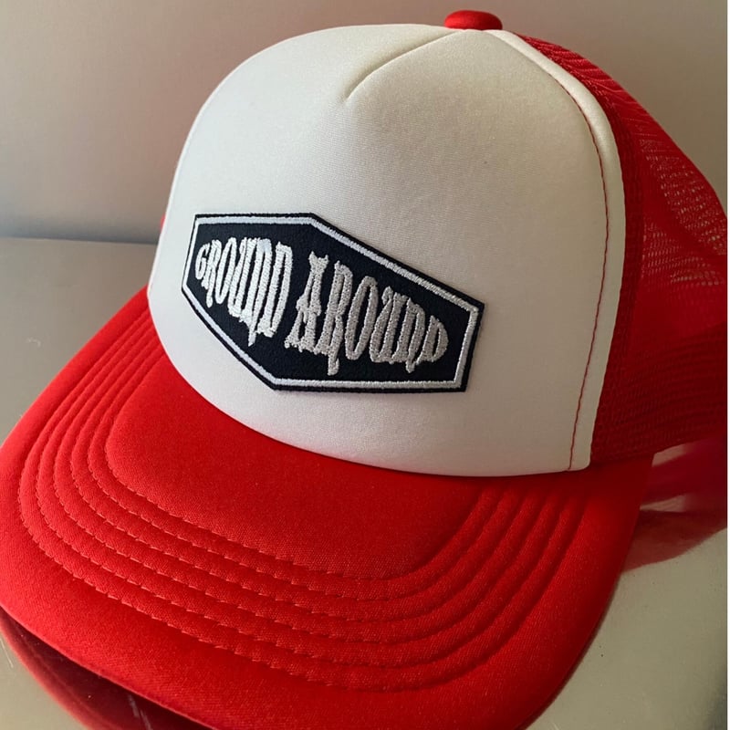 GROUNDAROUND】 メッシュキャップ ホワイト/レッド ホワイト GROUNDAROUND】 メッシュキャップ ホワイト/レッド ホワイト