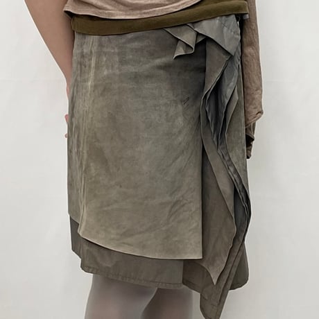 AW2000 Ruffo Research leather layered skirt