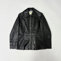 Paneled leather zip jacket - Made in Italy