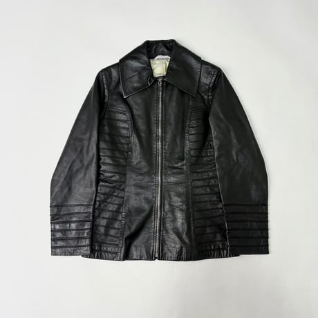 Paneled leather zip jacket - Made in Italy