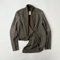 Nicolas & Mark leather switching asymmetrical jacket