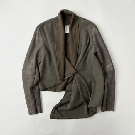 Nicolas & Mark leather switching asymmetrical jacket