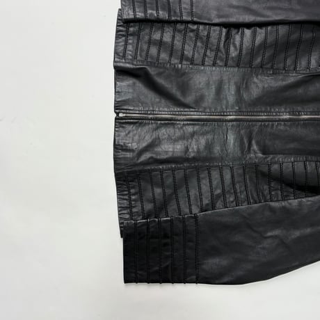 Paneled leather zip jacket - Made in Italy