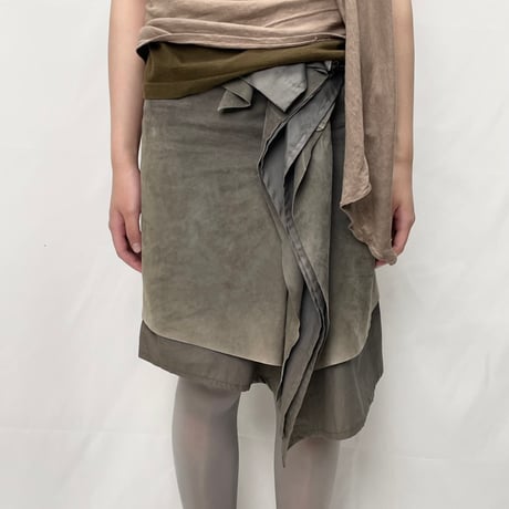 AW2000 Ruffo Research leather layered skirt