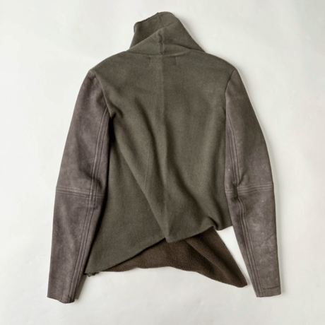 Nicolas & Mark leather switching asymmetrical jacket