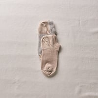 yahae kan |  Organic Cotton Linen Striped Sneaker Socks 2Pair　Brown