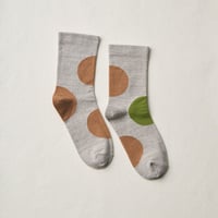 yahae sui | Organic Cotton Rubber Free Asymmetry Dot Socks　BR×GR